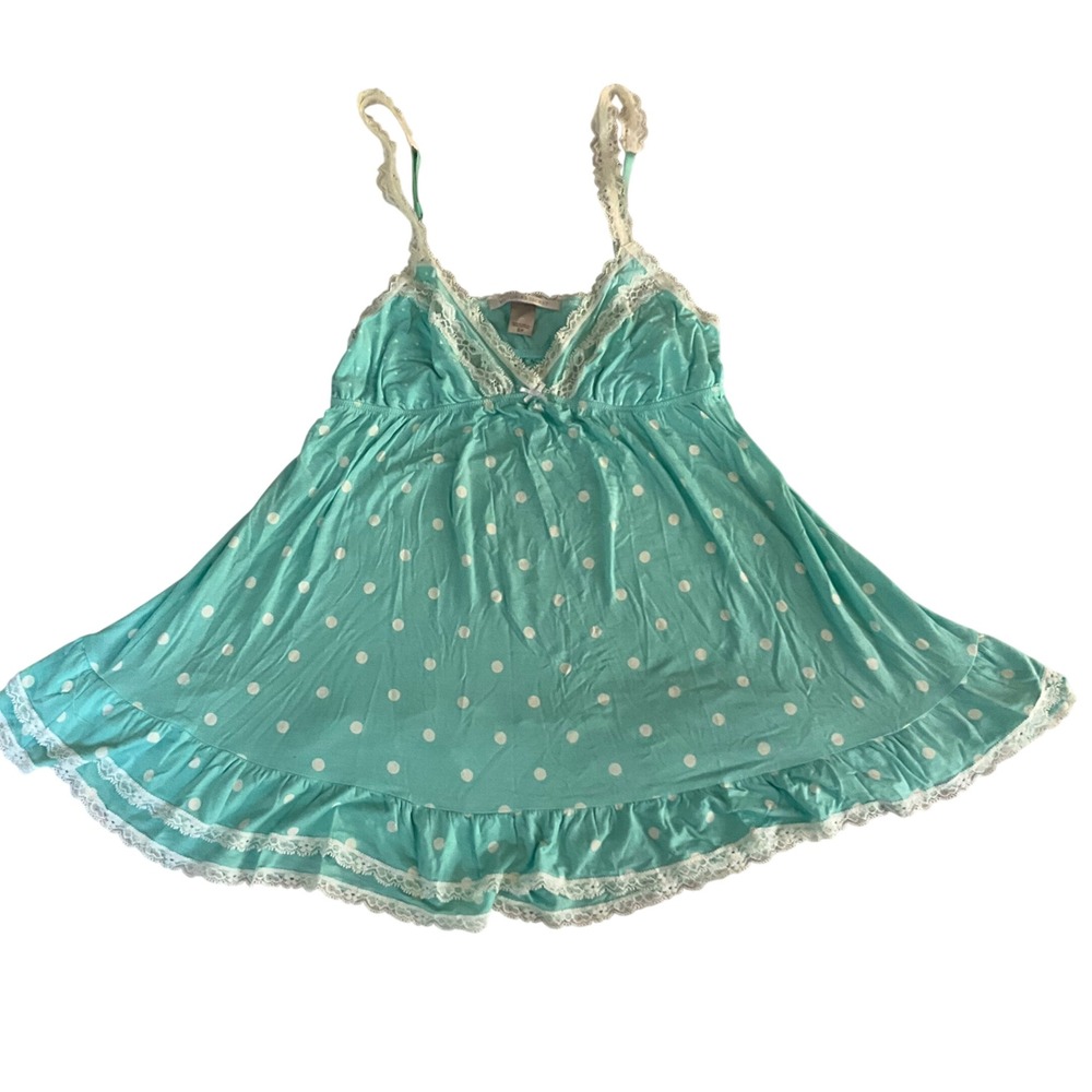 Victoria's Secret Babydoll Chemise Nightgown Top Women S Polka Dot Lace Trim
